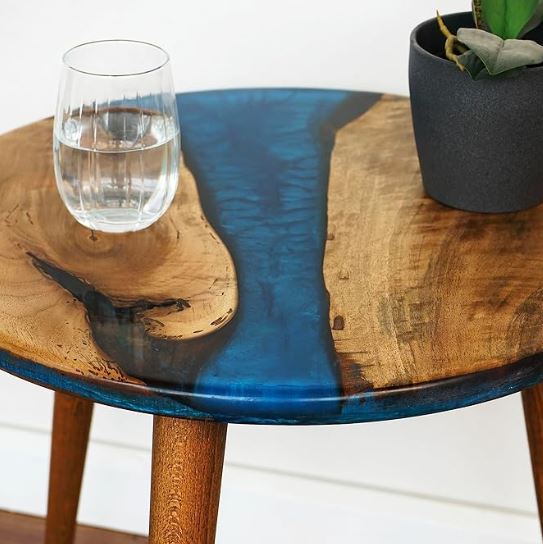 Blue Epoxy River Table