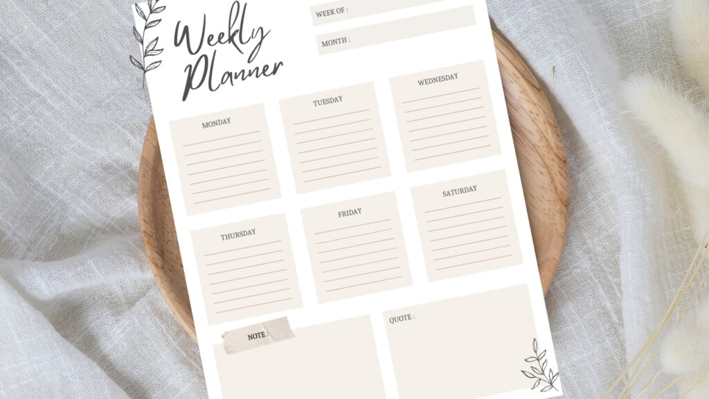 free weekly planner cover