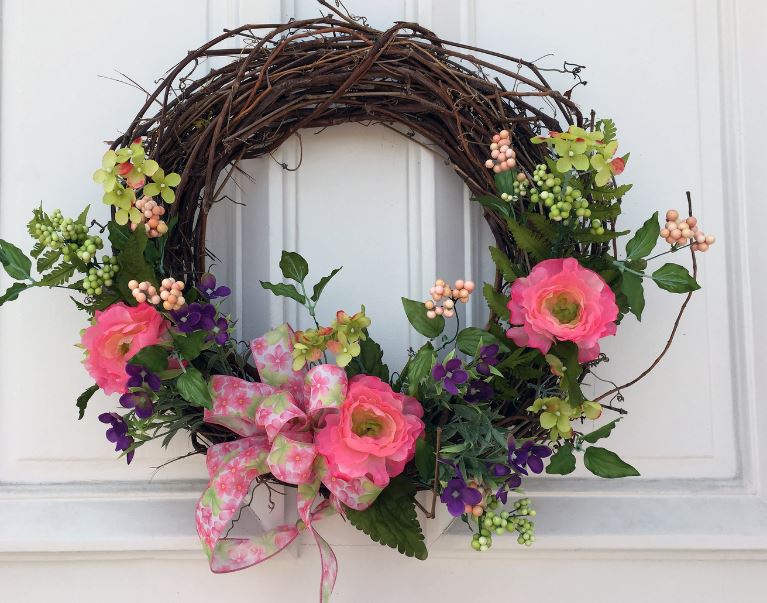 Outside door spring wreath