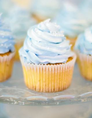 Baby blue frosting cupcake
