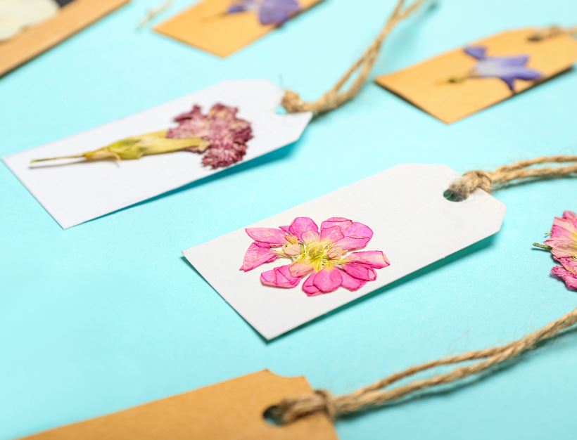 Pressed flower gift tags