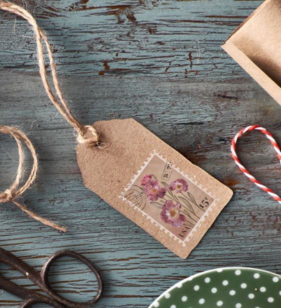 Vintage stamp gift tags